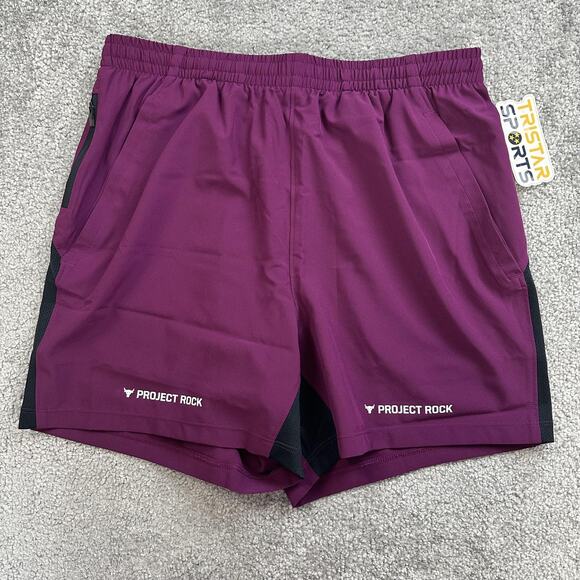 Under Armour Project Rock Shorts Mens Medium Purple 5" Training Ultimate Gym - Picture 2 of 11